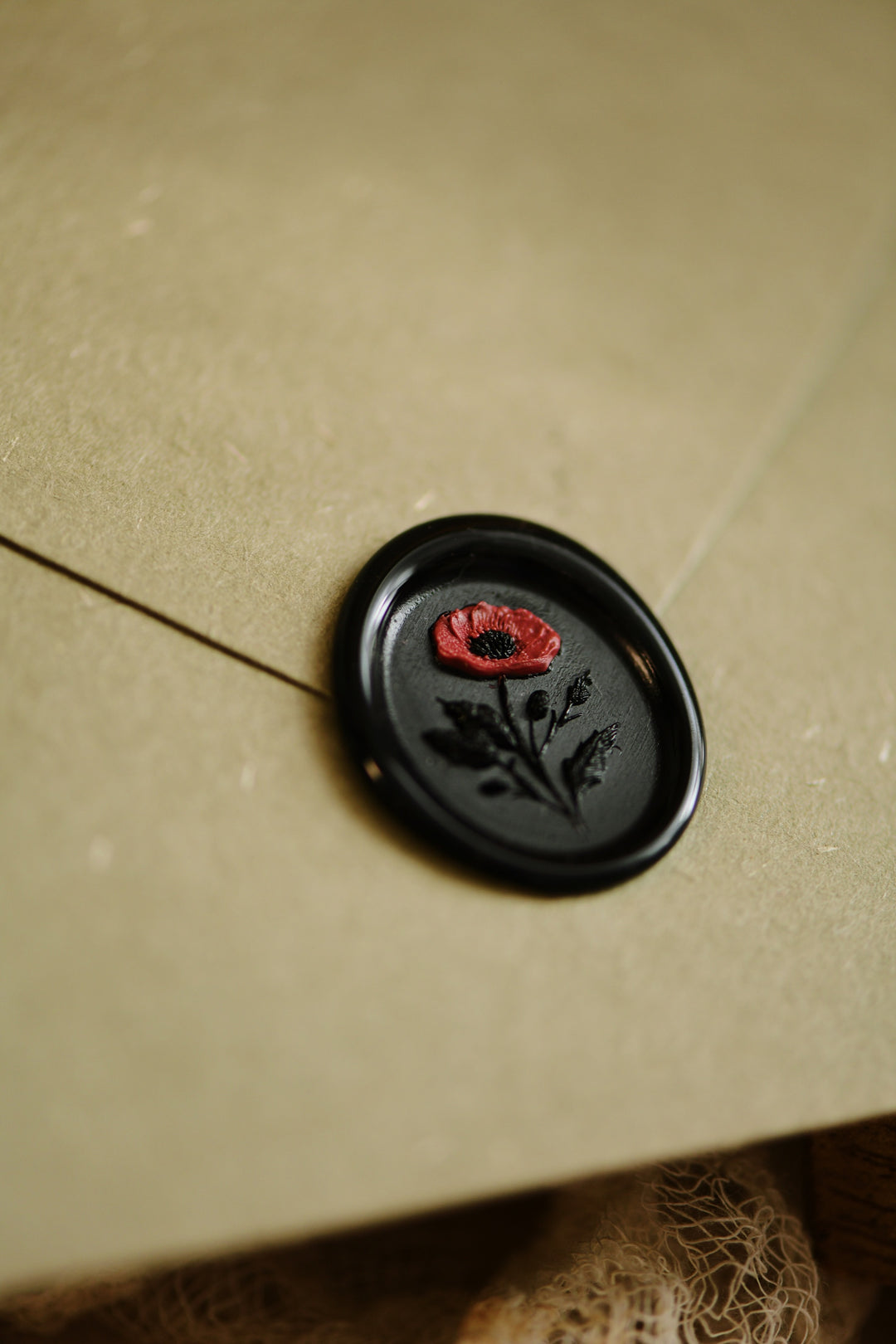 Sello de cera de amapola 3D