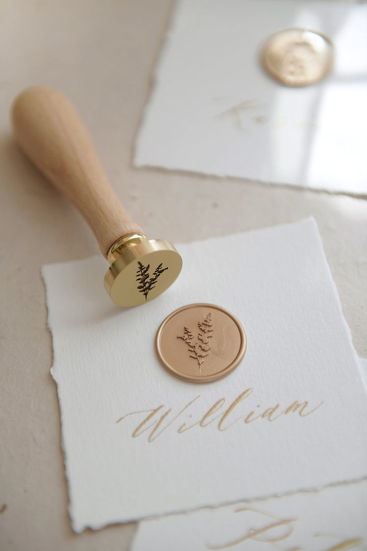 pelargon design-eucalyptus -wax-seal-stamp-for-wedding-invitation-placecard