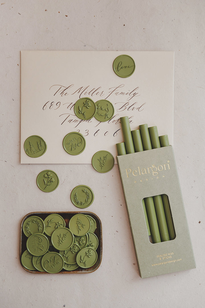 pelargondesign-olivegreen-glue-gun-sealing-wax-sticks-wax-seals-for_wedding_invitation
