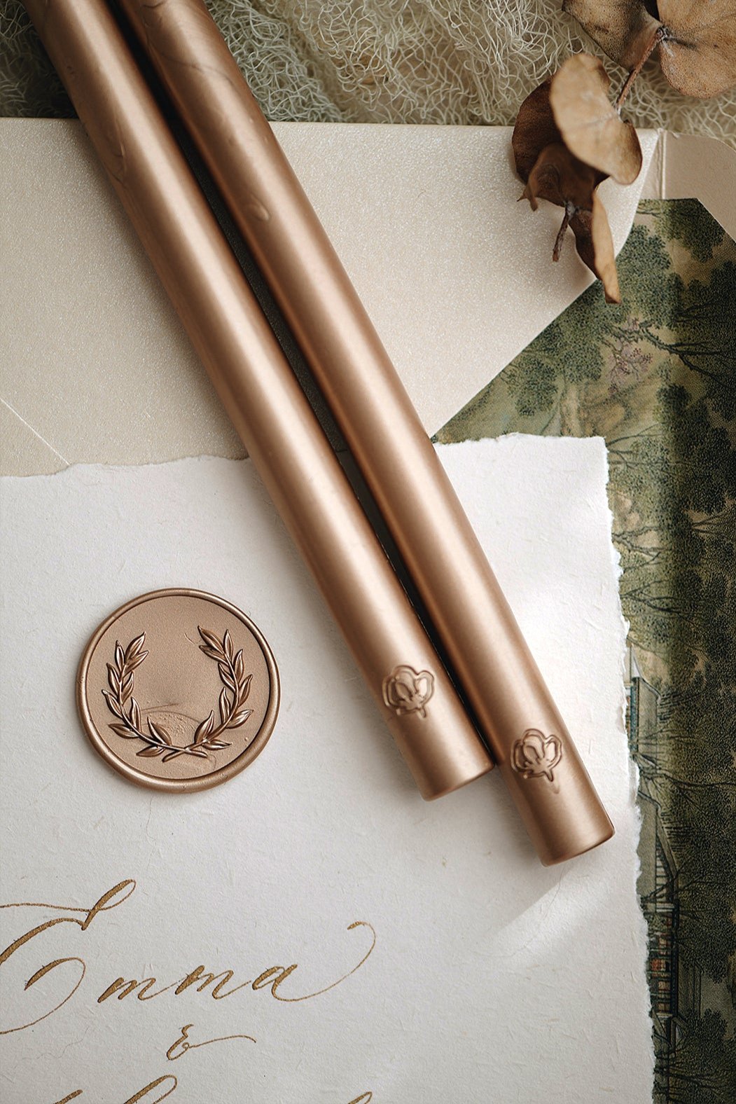 3D Olive Wreath Wax Stamp